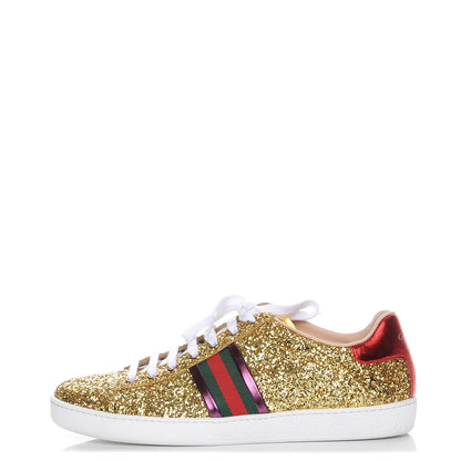 Gucci Glitter Web Ace Sneakers 40 Gold 1 of 10