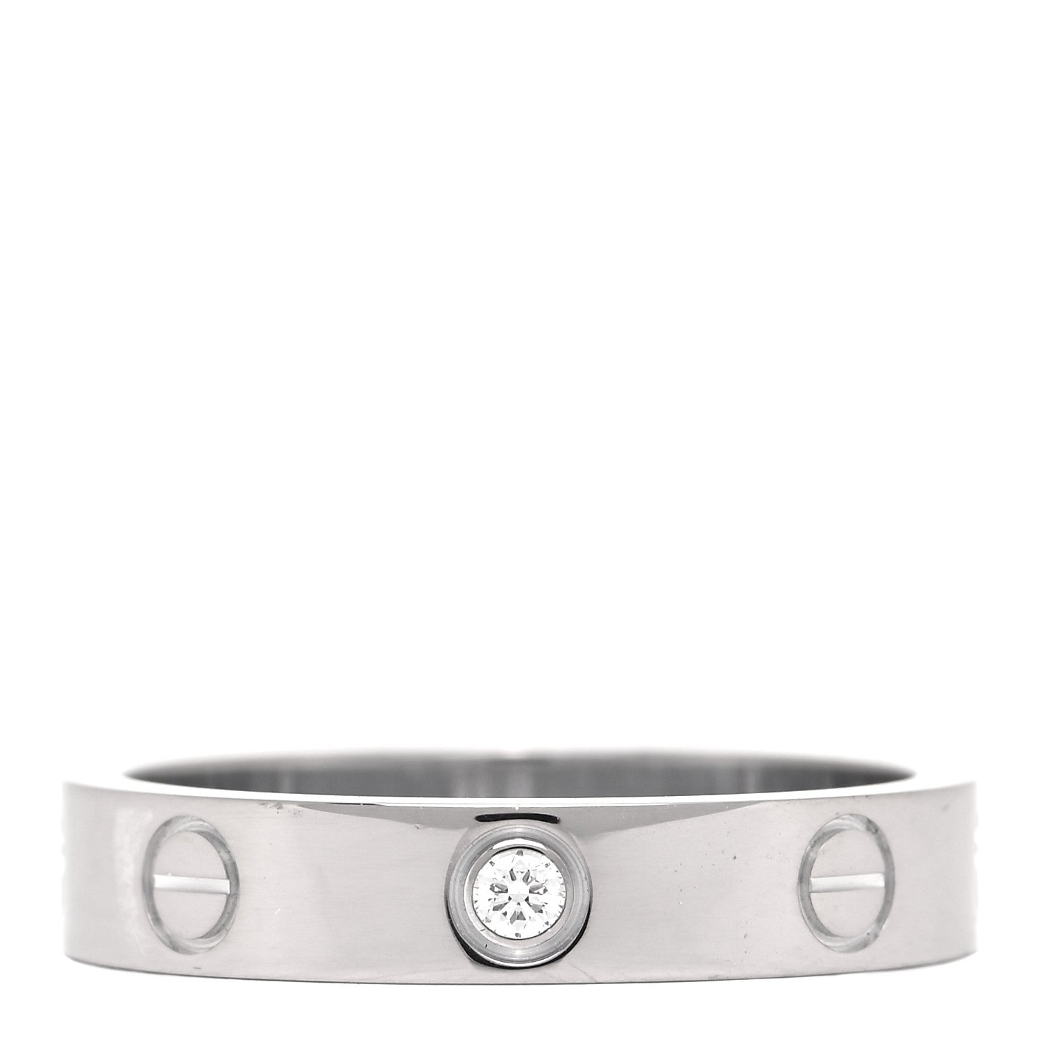 Cartier 18K White Gold Diamond 4mm LOVE Wedding Band Ring 53 6.25 1 of 4