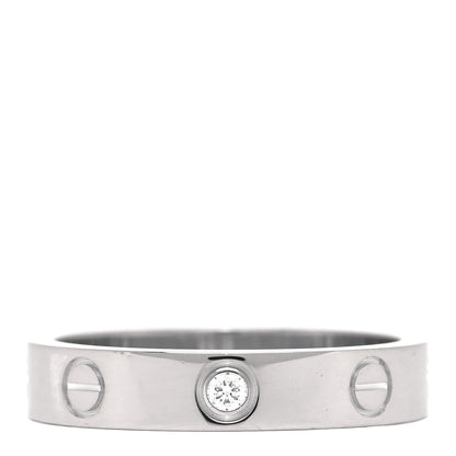 Cartier 18K White Gold Diamond 4mm LOVE Wedding Band Ring 53 6.25 1 of 4