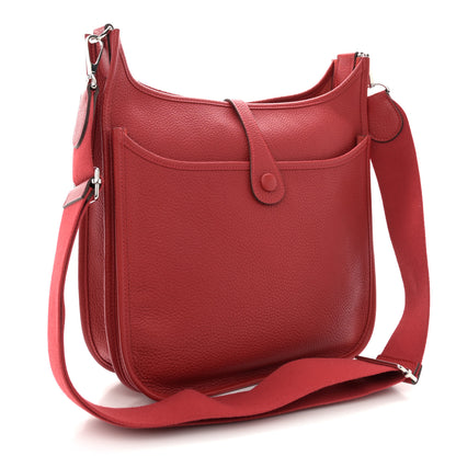 Hermes Taurillon Clemence Evelyne III PM Rouge Casaque 3 of 11