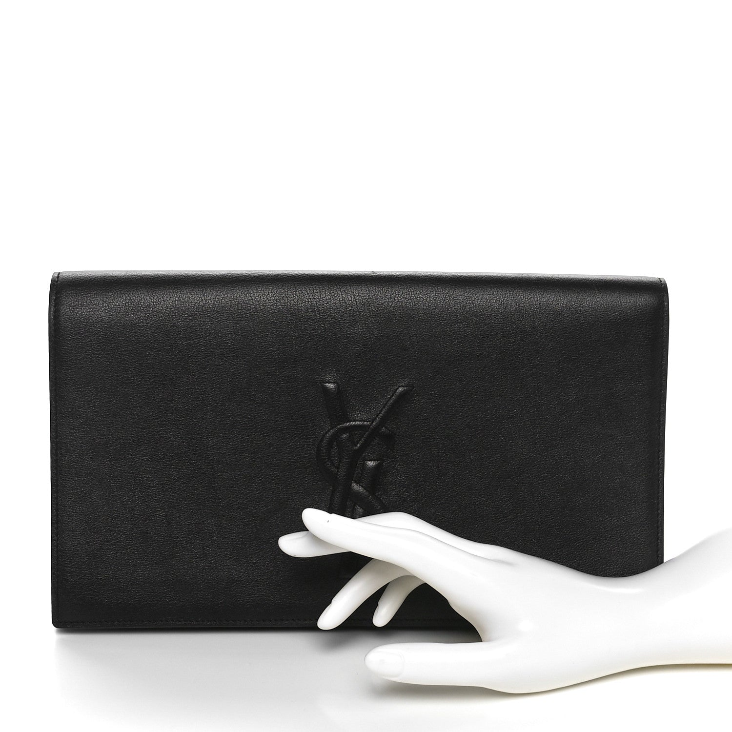 Saint Laurent Calfskin Monogram Large Belle De Jour Clutch Black 2 of 9