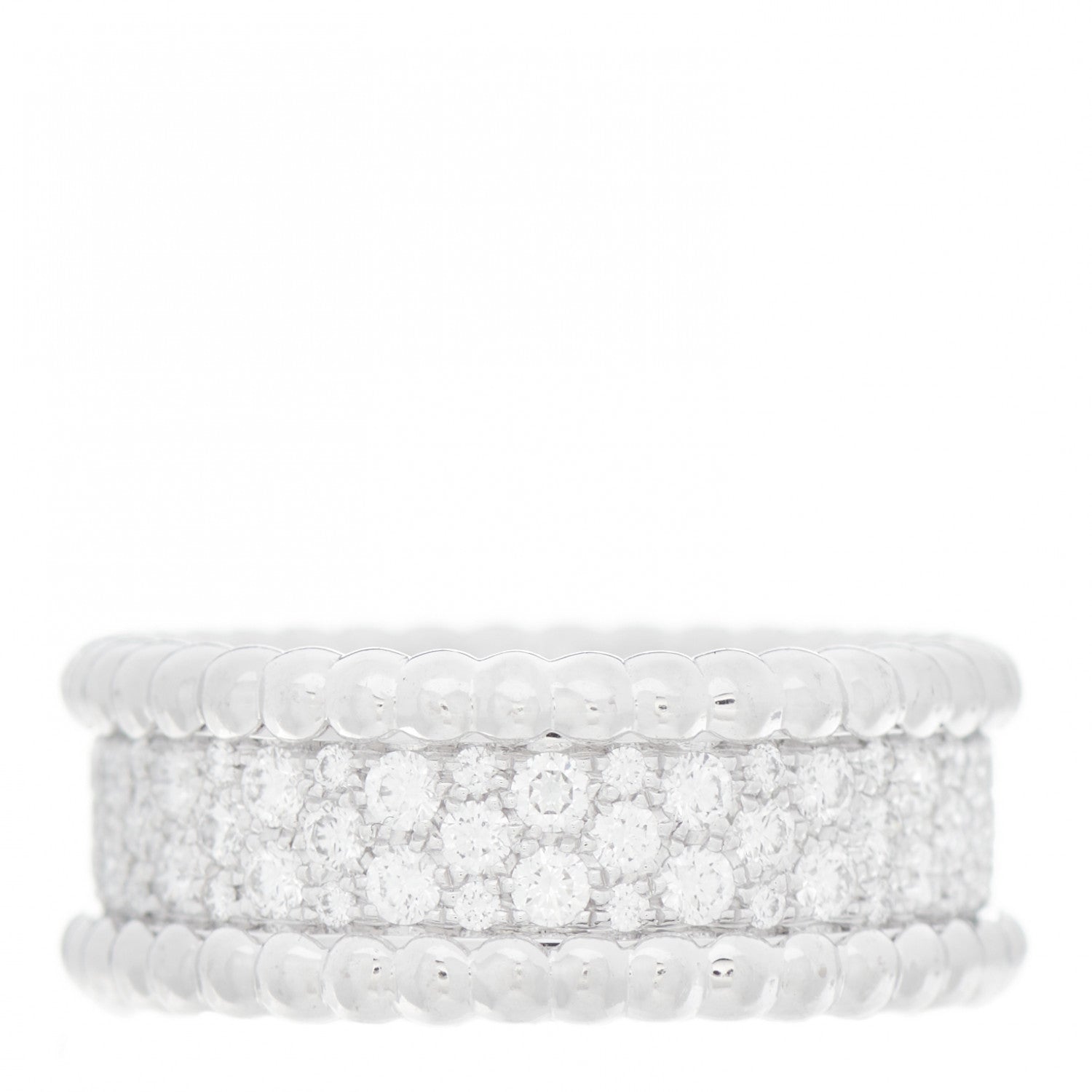 Van Cleef & Arpels 18K White Gold Diamond Perlee 3-Row Ring 51 5.75 1 of 5