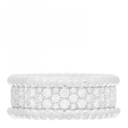 Van Cleef & Arpels 18K White Gold Diamond Perlee 3-Row Ring 51 5.75 1 of 5