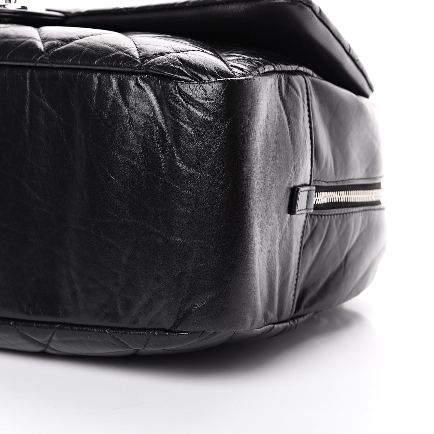 Aged Calfskin Quilted Medium Express Bowling Bag Black