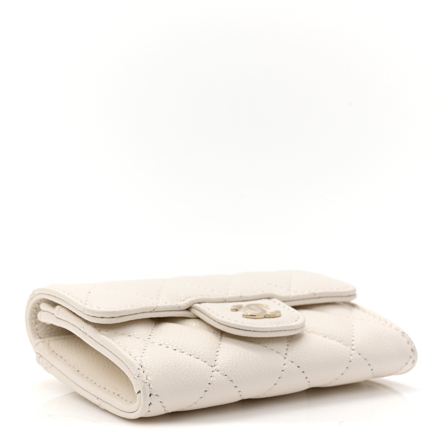 Chanel Caviar Quilted Flap Card Holder Wallet White 4 of 8