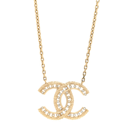 Chanel Crystal Textured CC Necklace Light Gold 1 of 4
