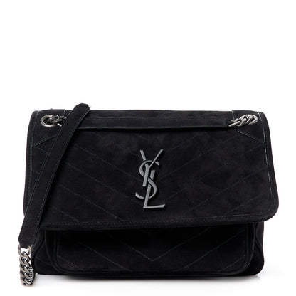 Saint Laurent Suede Monogram Medium Niki Chain Satchel Black 1 of 11