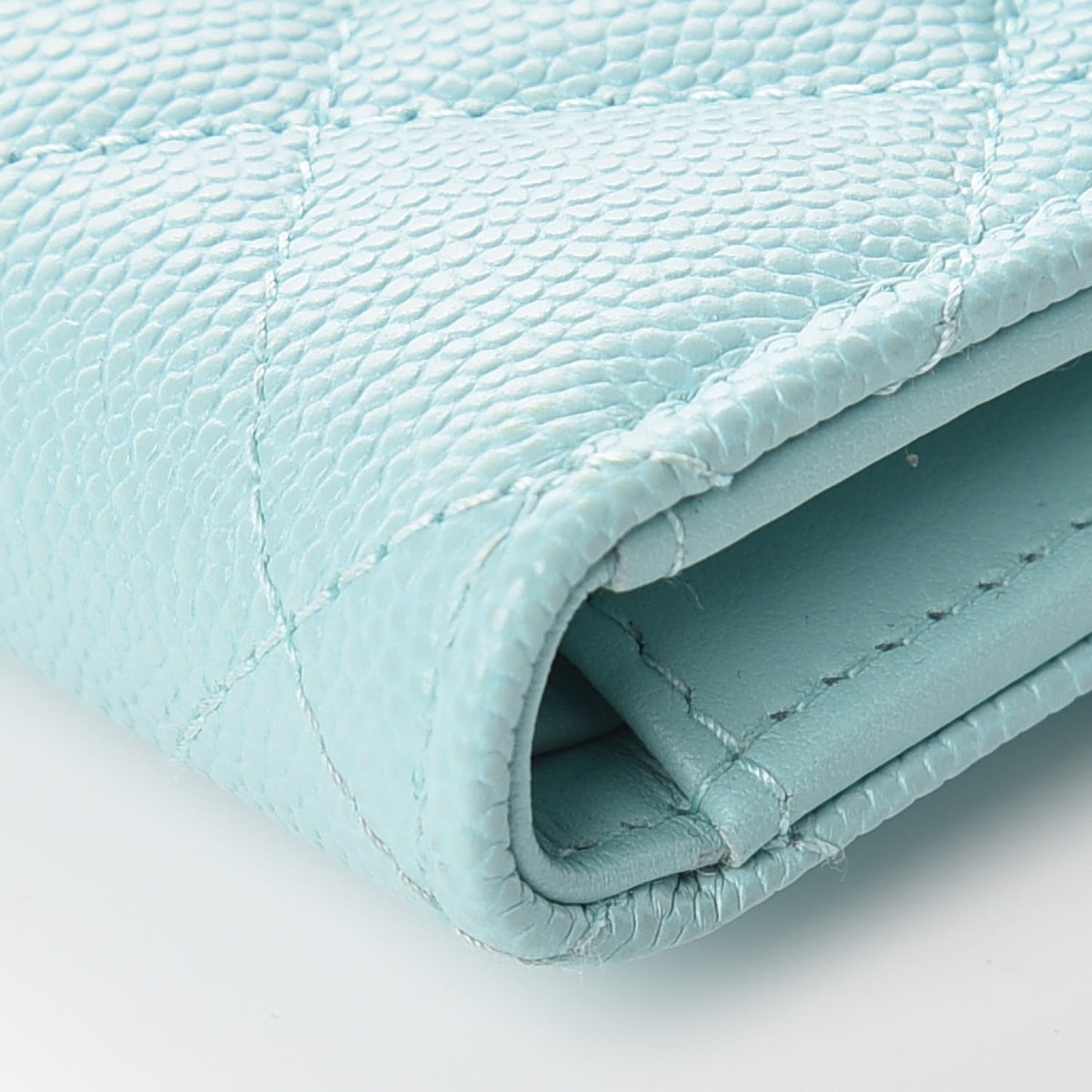 Caviar Quilted Compact Flap Wallet Light Blue