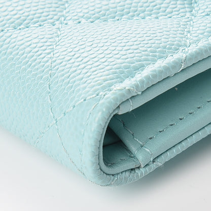 Chanel Caviar Quilted Compact Flap Wallet Light Blue 6 of 11