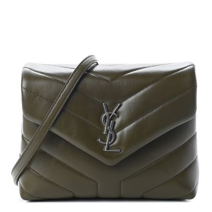 Saint Laurent Calfskin Y Quilted Monogram Toy Loulou Crossbody Bag Military Olive 1 of 7