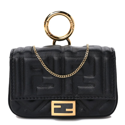 Fendi Nappa Matisse FF Embossed Nano Baguette Charm Black 1 of 9