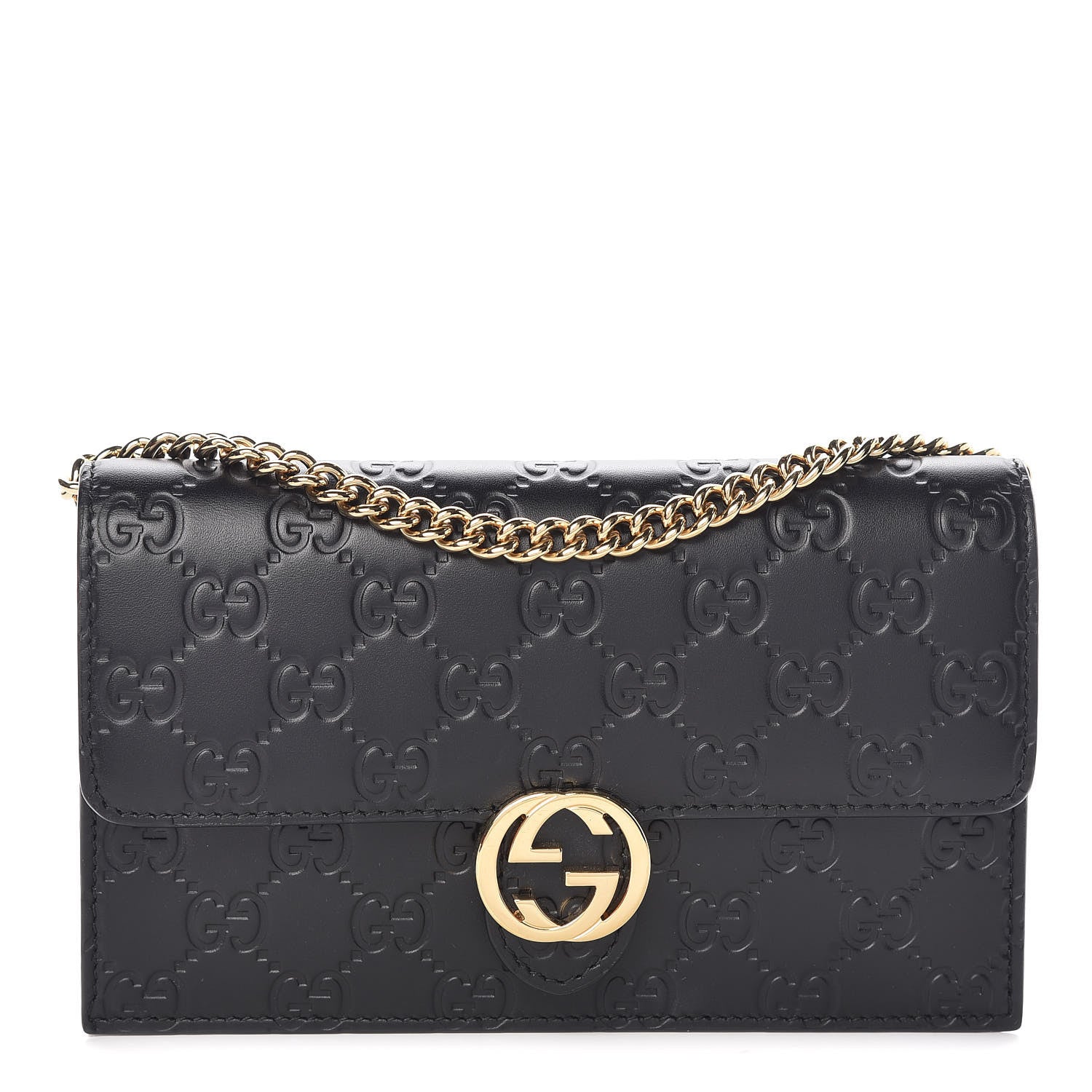 Gucci Guccissima Icon Chain Wallet Black 1 of 10