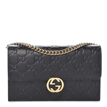 Gucci Guccissima Icon Chain Wallet Black 1 of 10