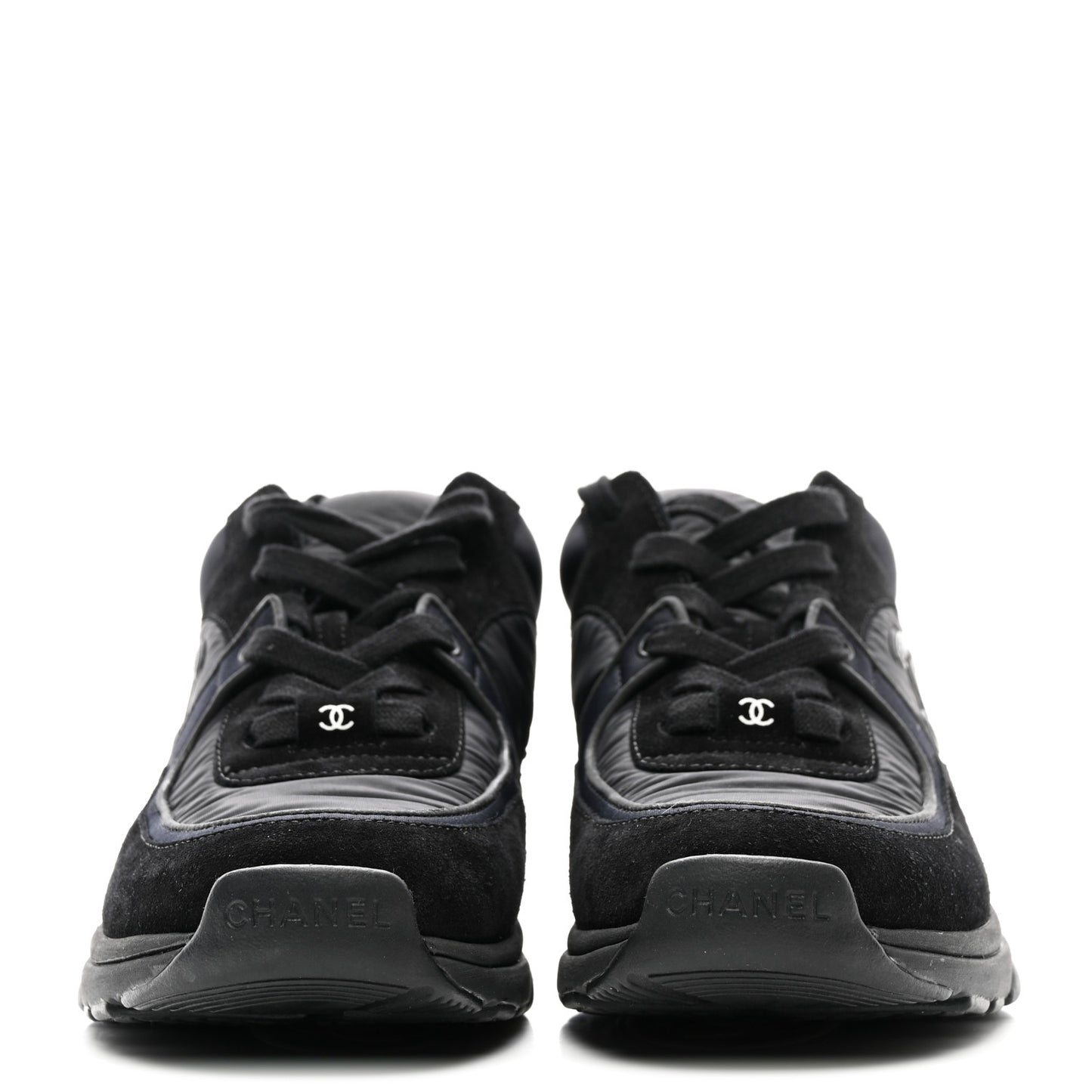 Fabric Calfskin Suede CC Sneakers 36 Black