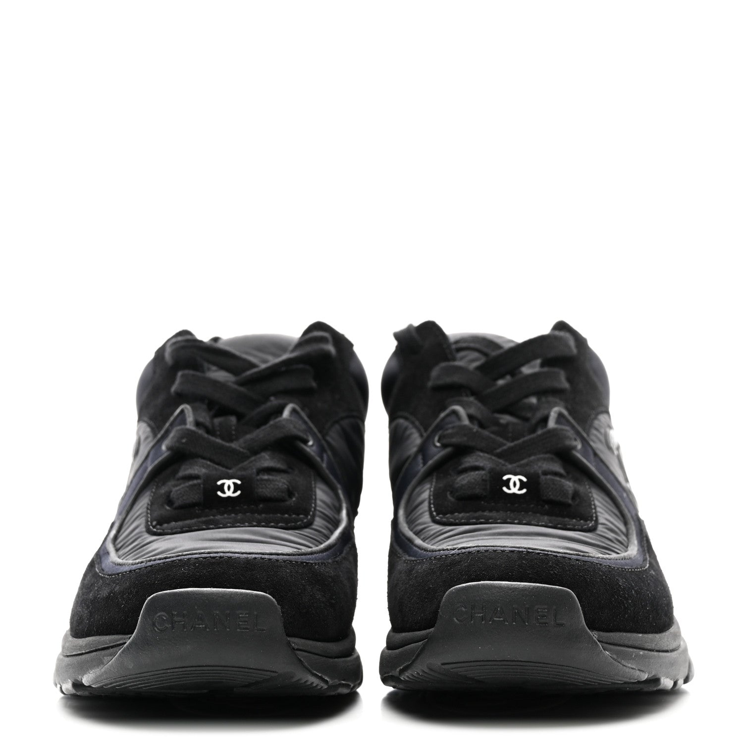 Chanel Fabric Calfskin Suede CC Sneakers 36 Black 2 of 8