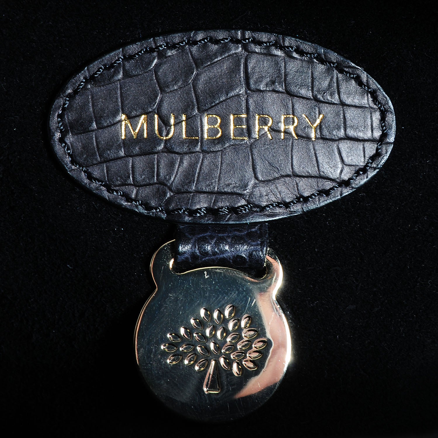Mulberry Mini Croc Print Small Bayswater Satchel Black 7 of 13