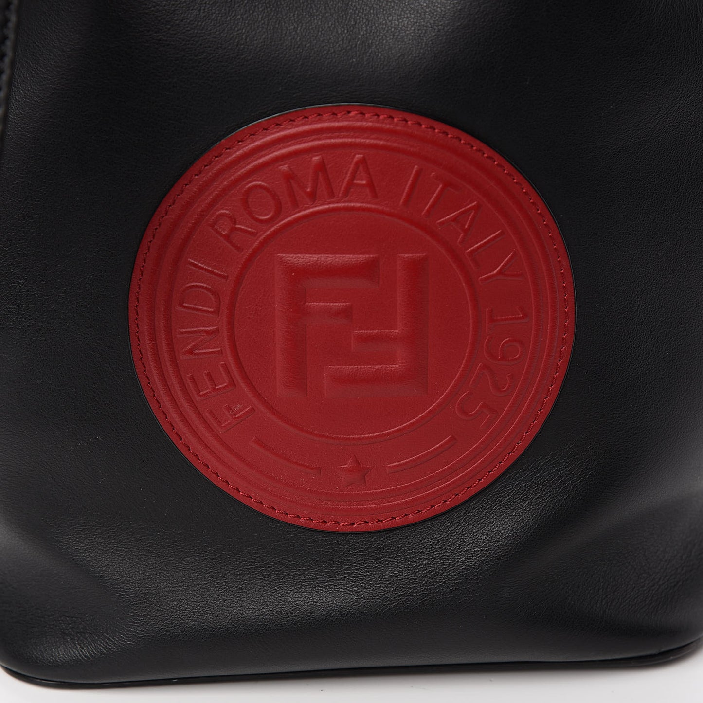 Vitello Century Matte F is Fendi Stamp Patch Bi-Color Grande Mon Tresor Bucket Bag Black Maya Fragola