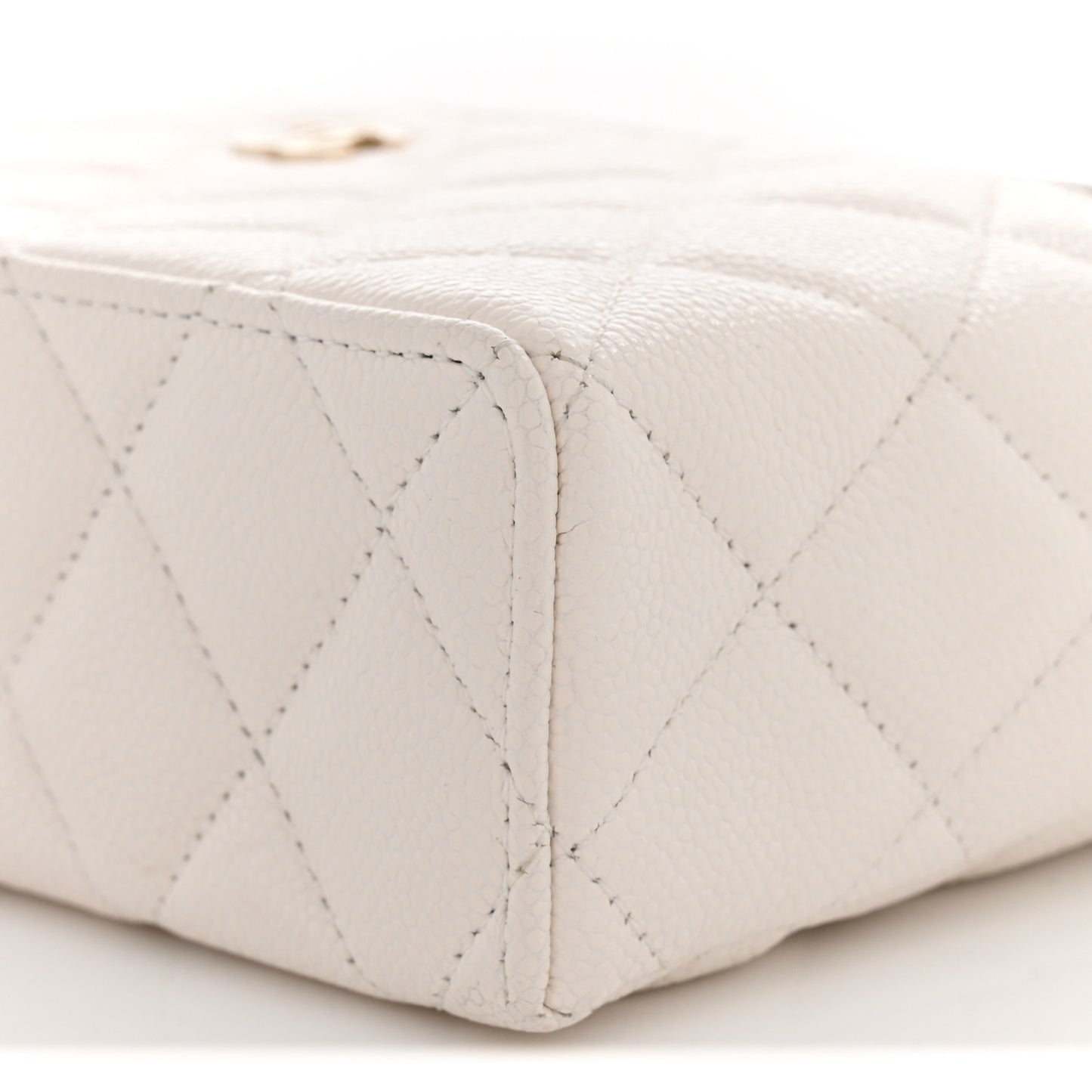 Caviar Quilted Top Handle Slim Vanity With Chain White