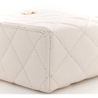 Chanel Caviar Quilted Top Handle Slim Vanity With Chain White 9 of 10
