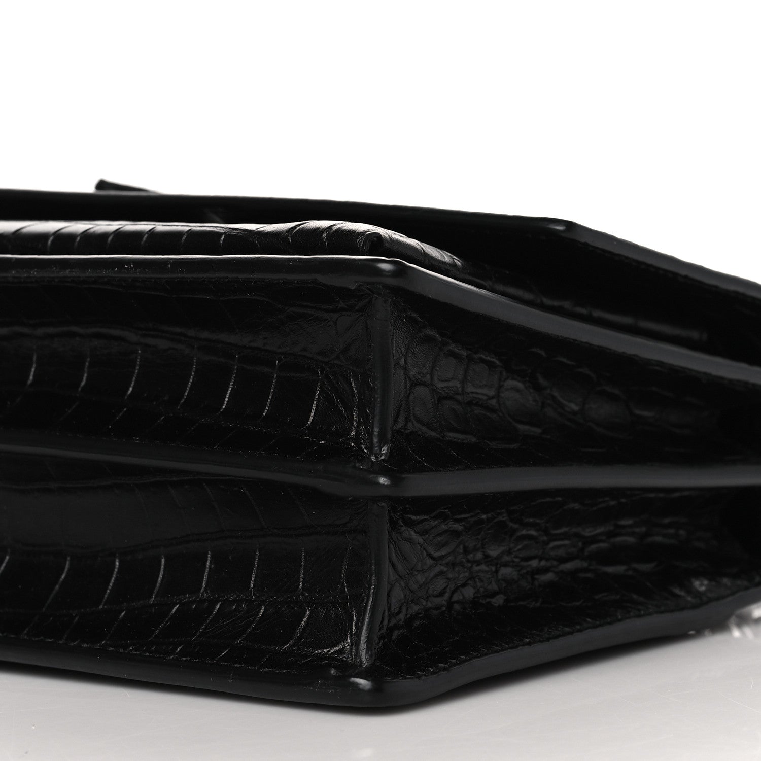 Saint Laurent Calfskin Crocodile Embossed Medium Monogram Sunset Black 10 of 10