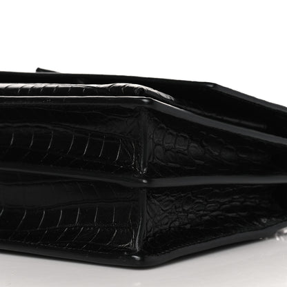 Saint Laurent Calfskin Crocodile Embossed Medium Monogram Sunset Black 10 of 10
