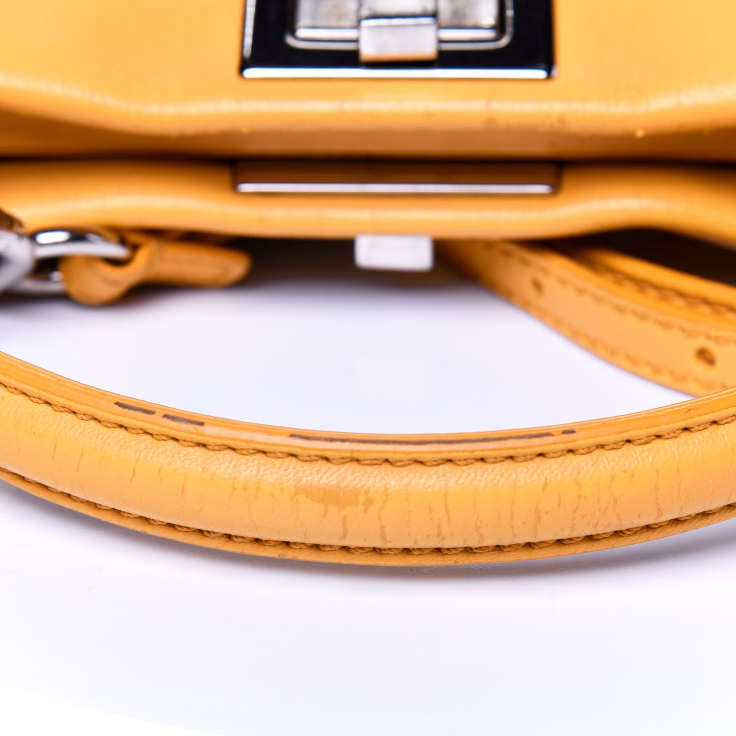 Fendi Nappa Mini Peekaboo Iconic Satchel Giallo Syrup 25 of 25