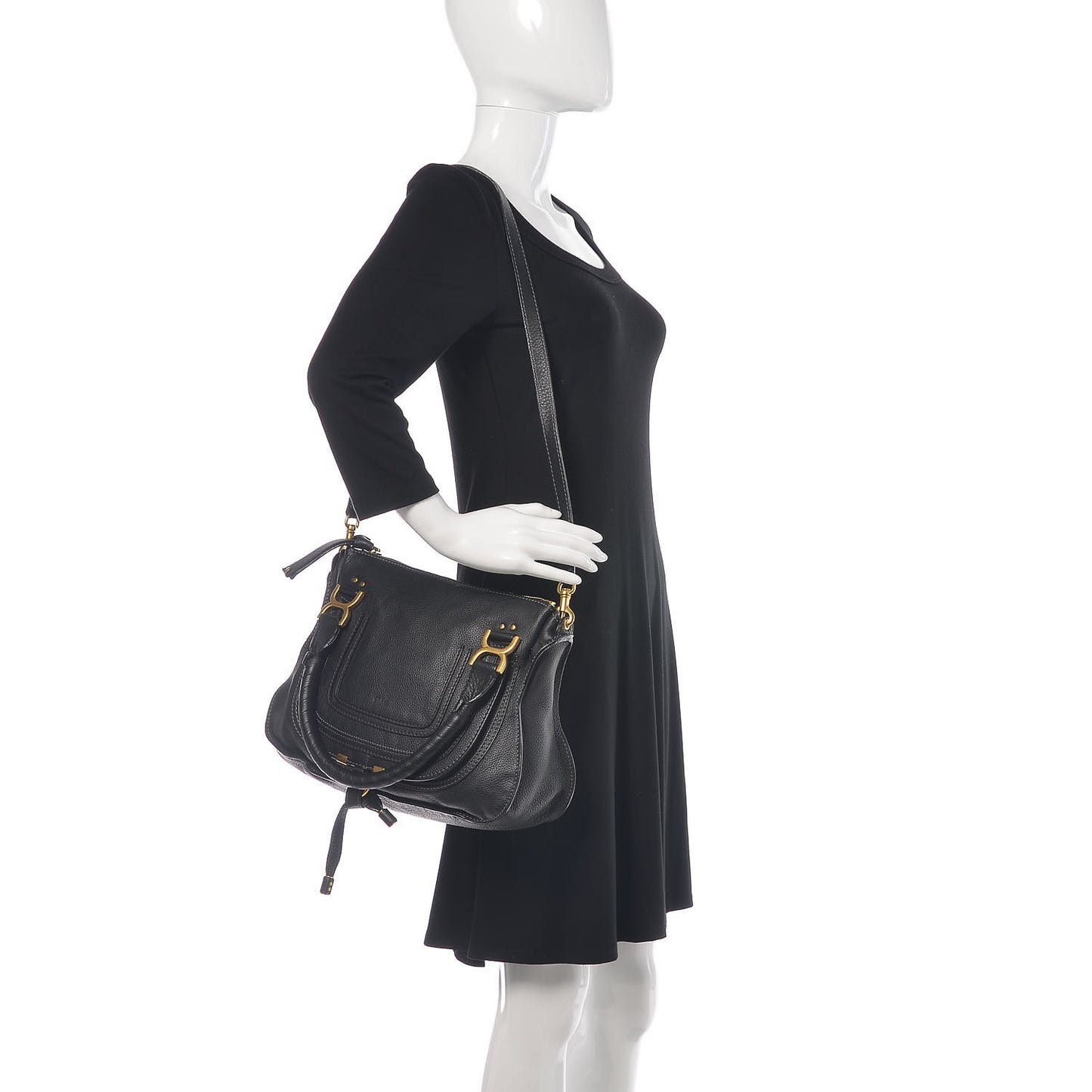 Calfskin Medium Marcie Satchel Black