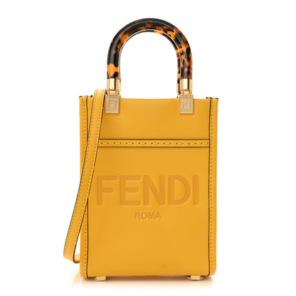 Fendi Vitello King Plexiglass Logo Embossed Mini Fendi Sunshine Shopper Tote Mimosa 1 of 11