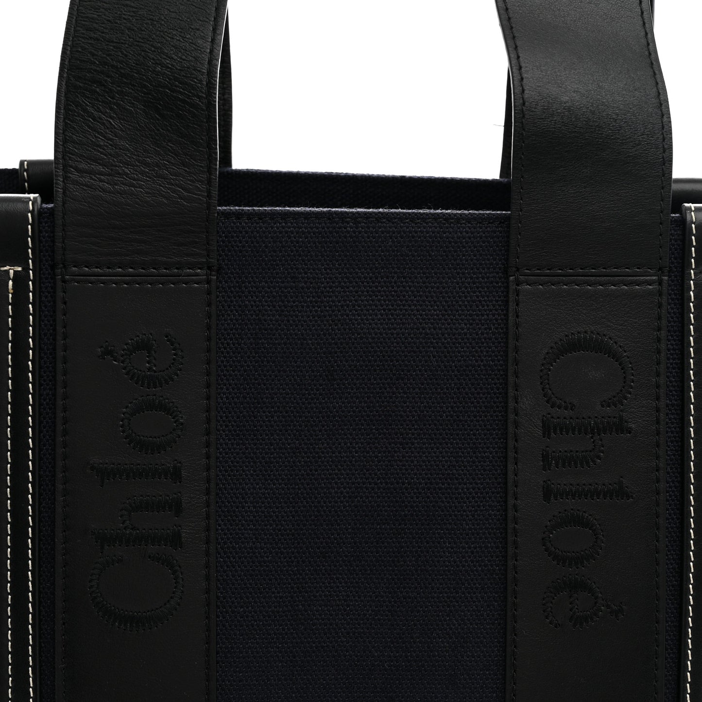 Calfskin Linen Medium Woody Tote Deep Denim