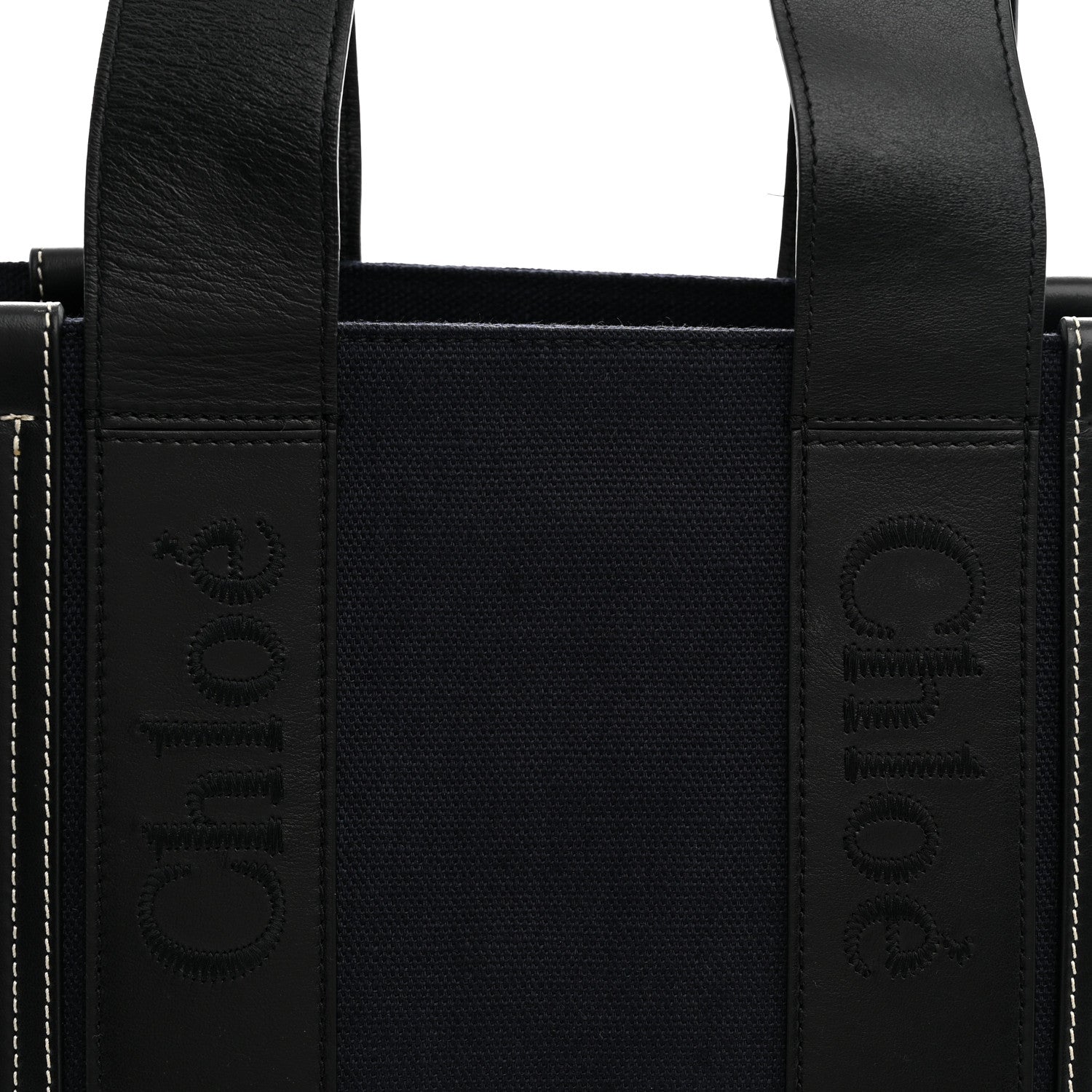 Chloe Calfskin Linen Medium Woody Tote Deep Denim 8 of 11