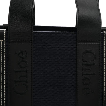 Chloe Calfskin Linen Medium Woody Tote Deep Denim 8 of 11