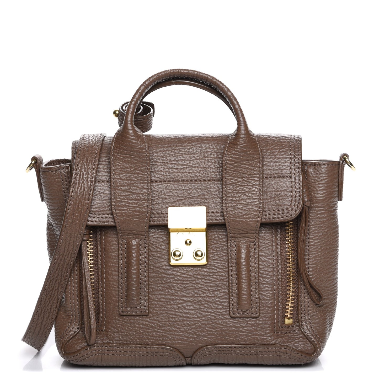 3.1 Textured Calfskin Mini Pashli Satchel Taupe