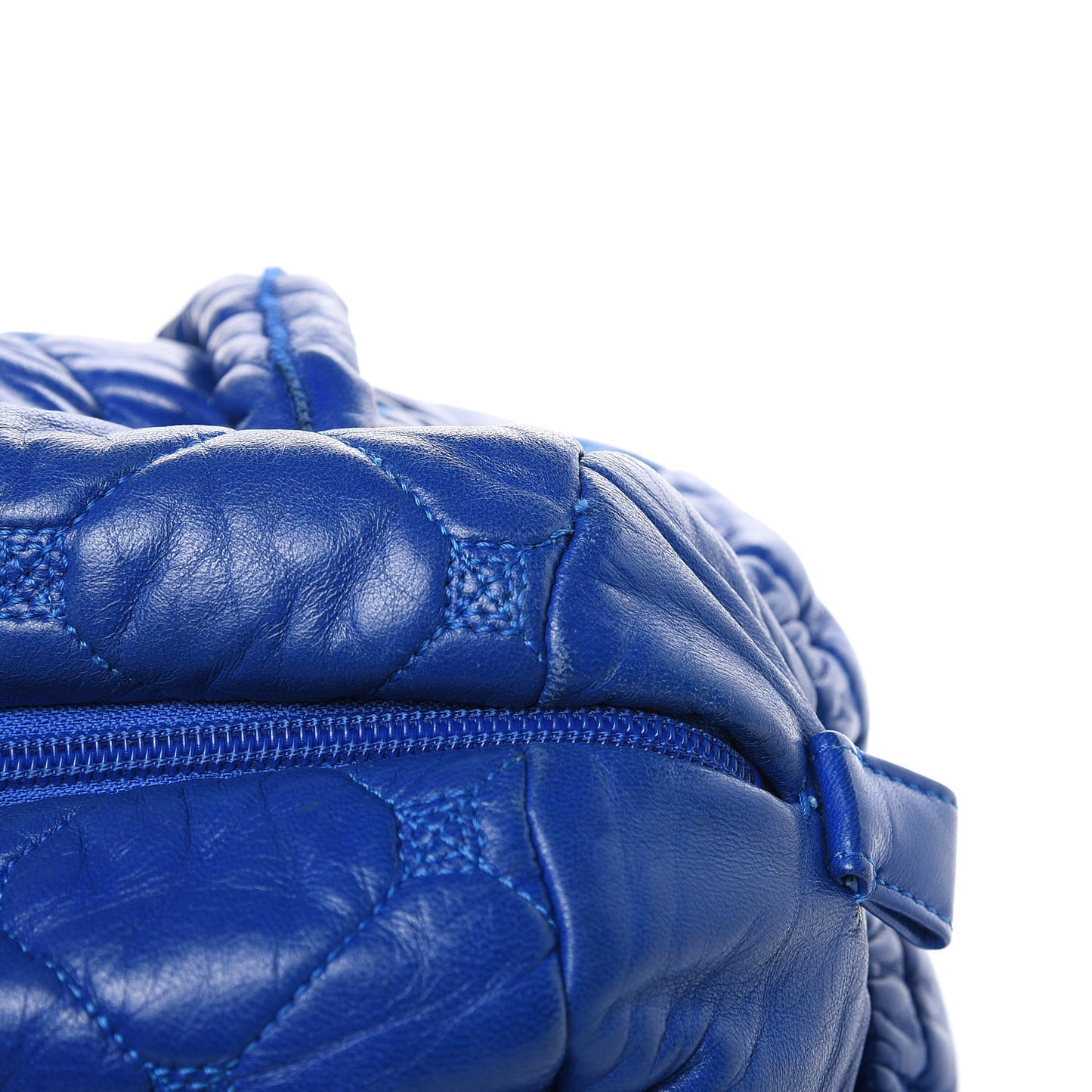 Lambskin Quilted Hidden Chain Bowler Blue