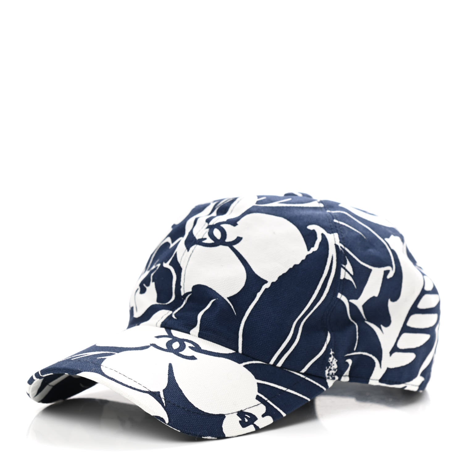 Chanel Cotton CC Coco Beach Cap Hat Navy Ivory 1 of 8