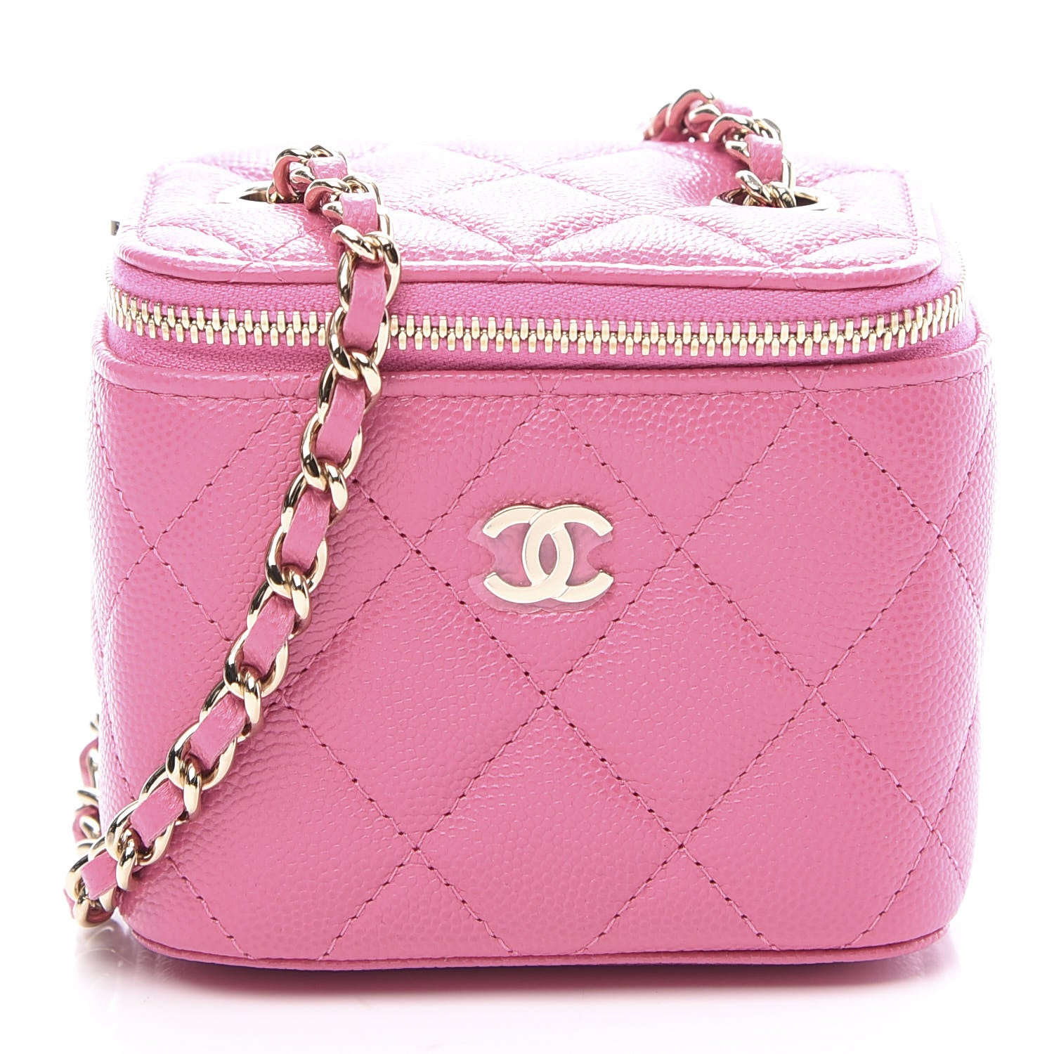 Chanel Caviar Quilted Mini Vanity Case With Chain Pink 1 of 8