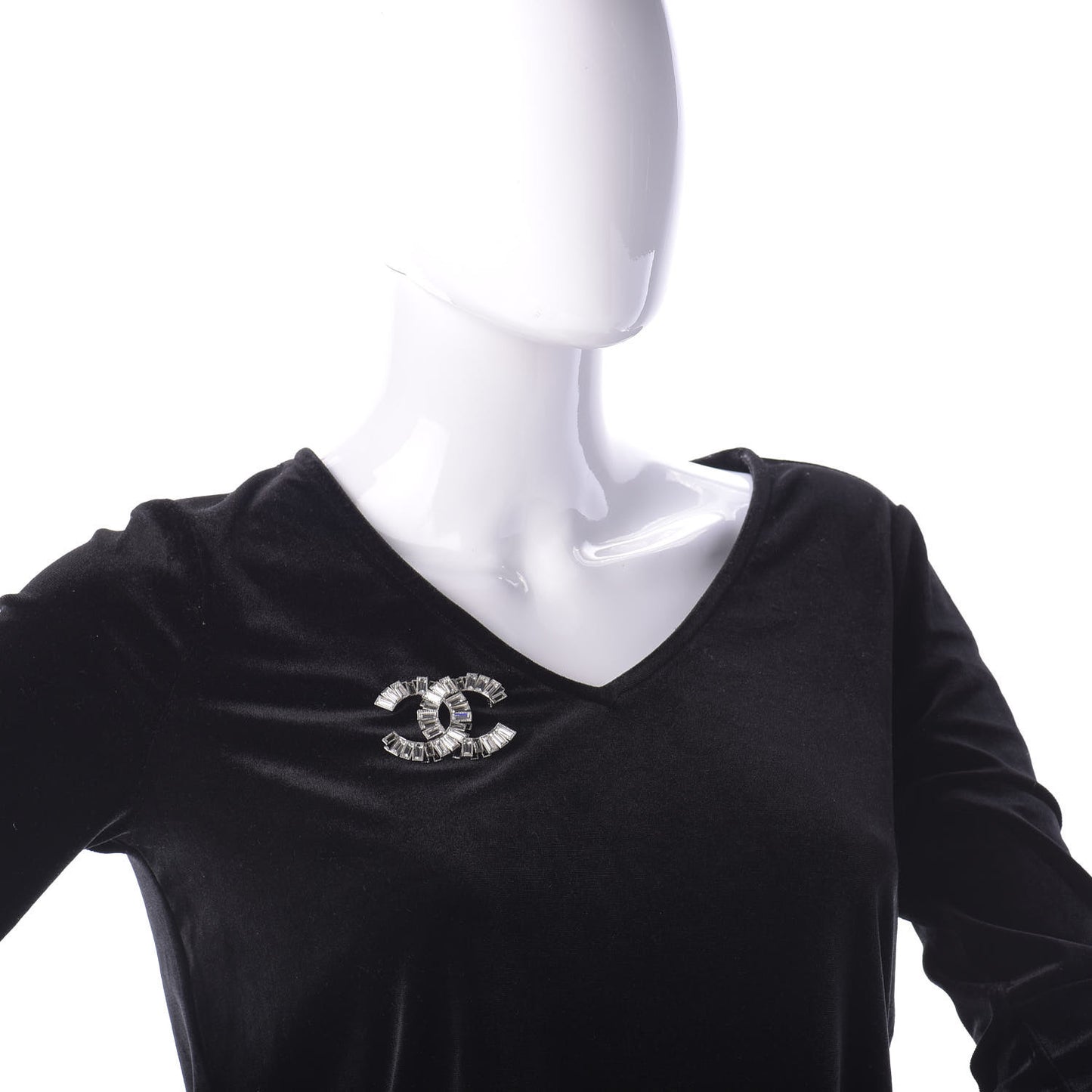 Crystal Baguette CC Brooch Silver Black