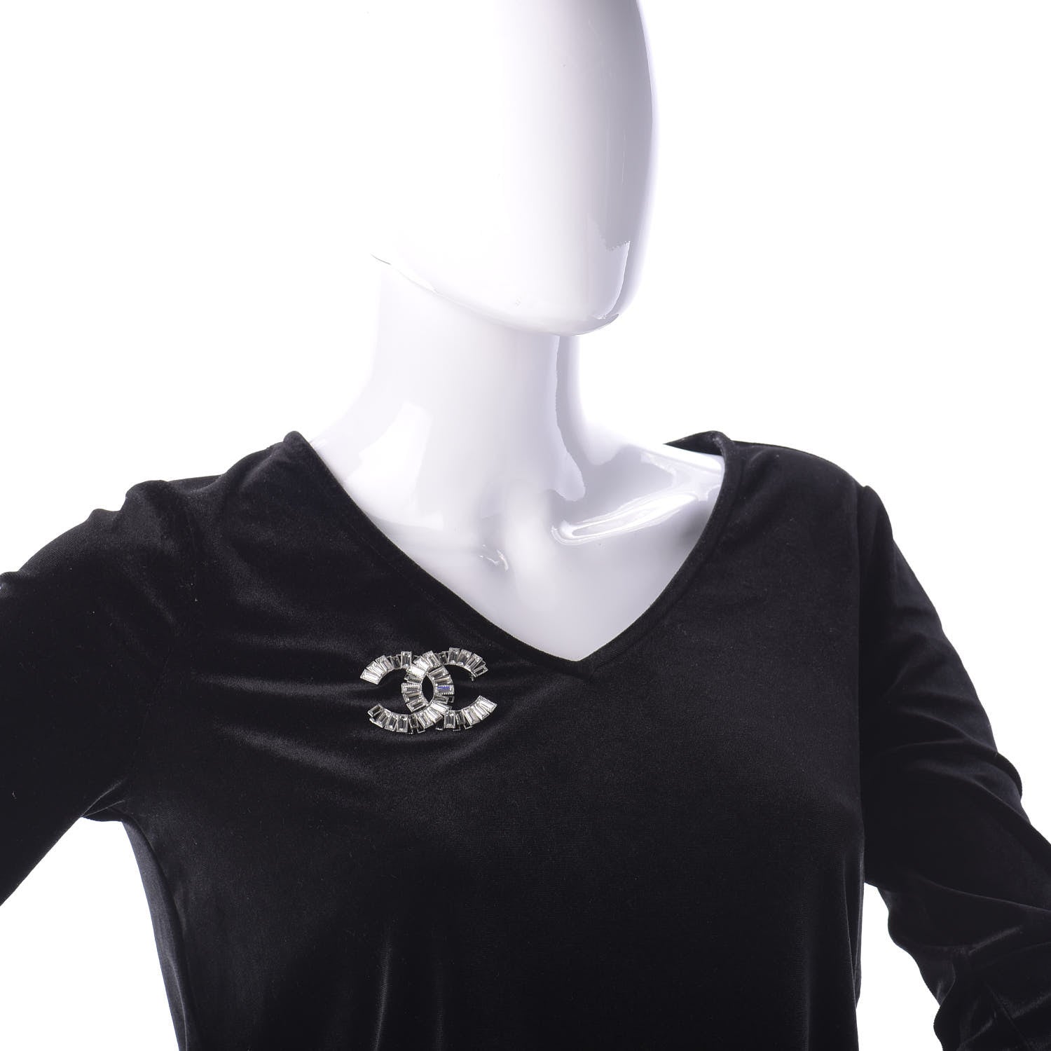 Chanel Crystal Baguette CC Brooch Silver Black 2 of 4