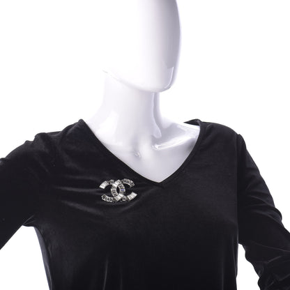 Chanel Crystal Baguette CC Brooch Silver Black 2 of 4