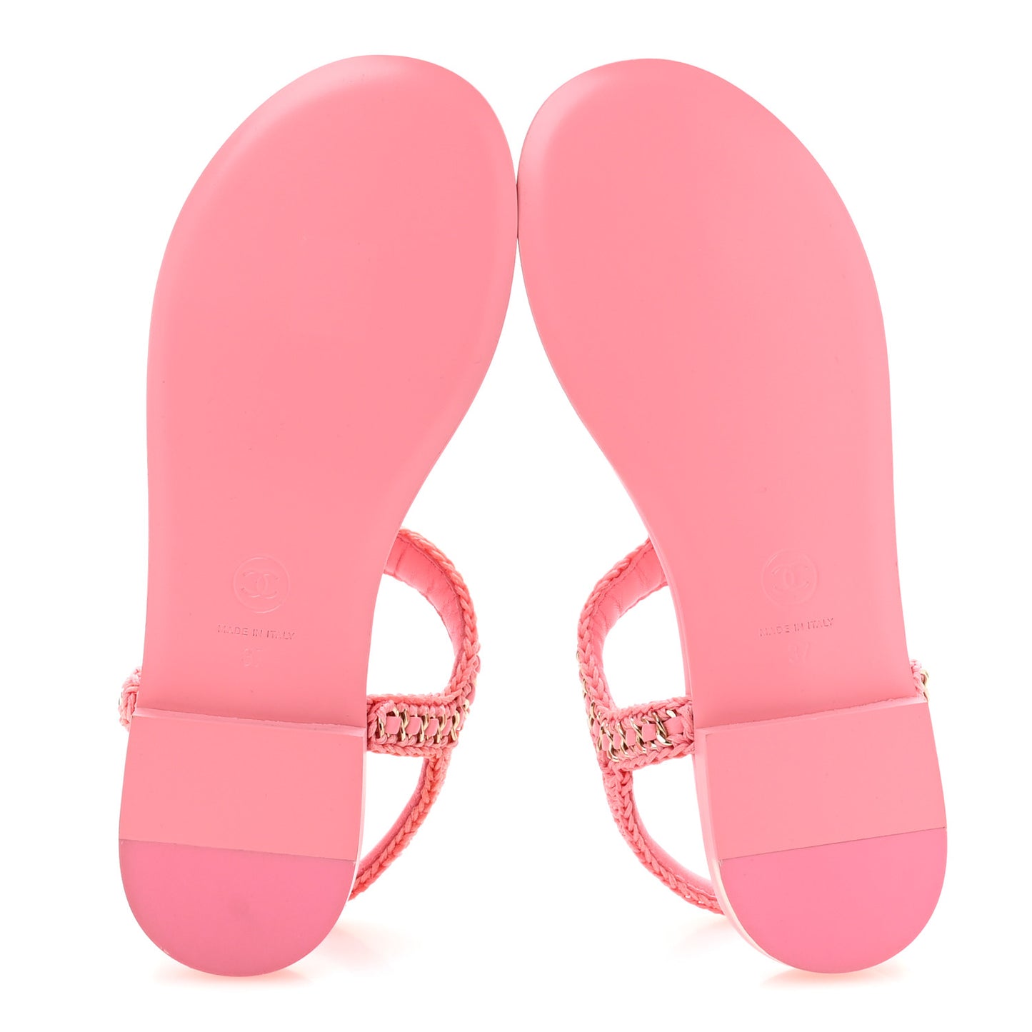 Lambskin Embroidered CC Thong Sandals 37 Pink