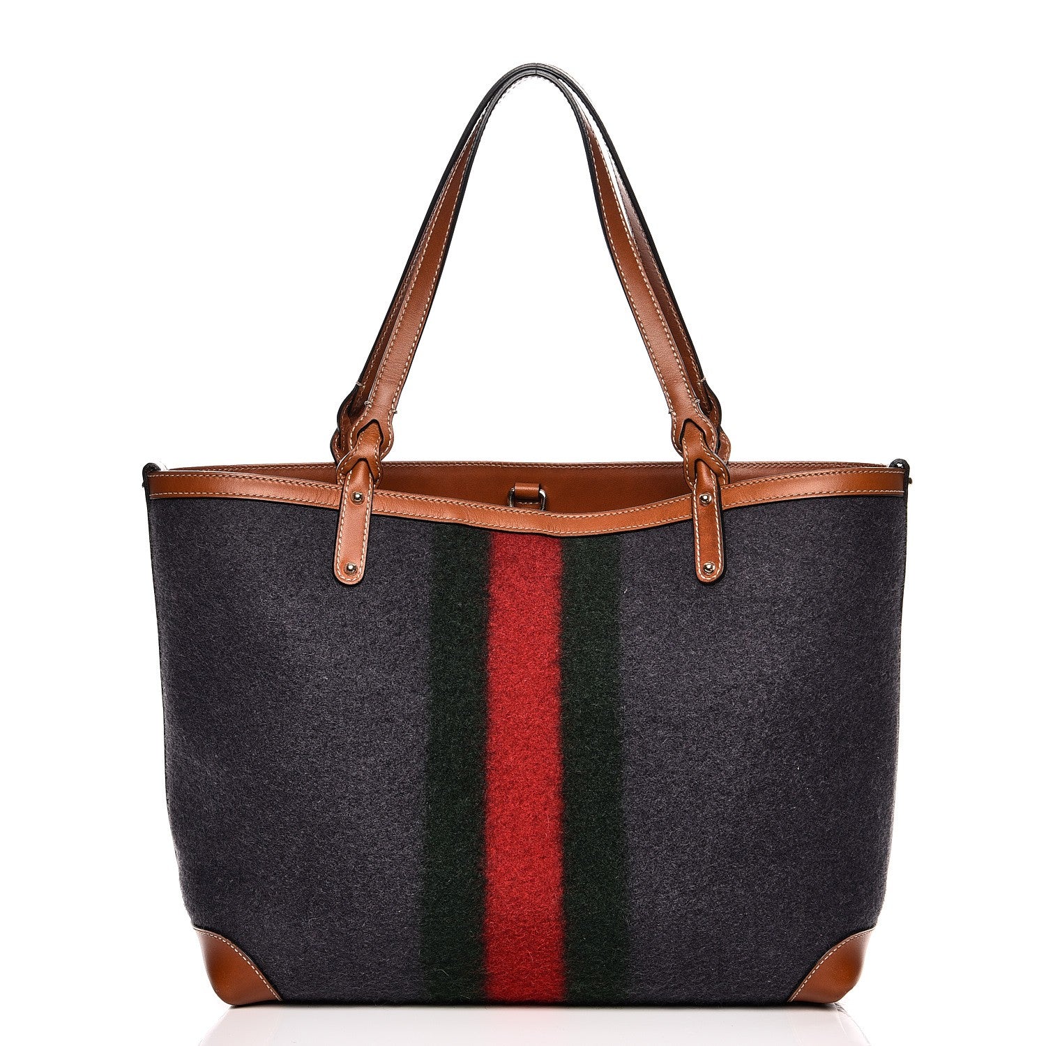 Gucci Felt Medium Web Craft Tote Grey 1 of 15
