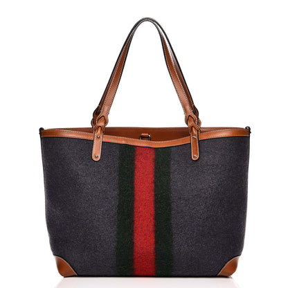 Gucci Felt Medium Web Craft Tote Grey 1 of 15