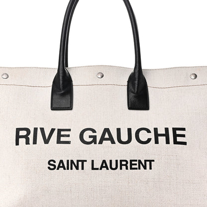 Saint Laurent Linen Calfskin Rive Gauche Tote Greggio Natural 7 of 9