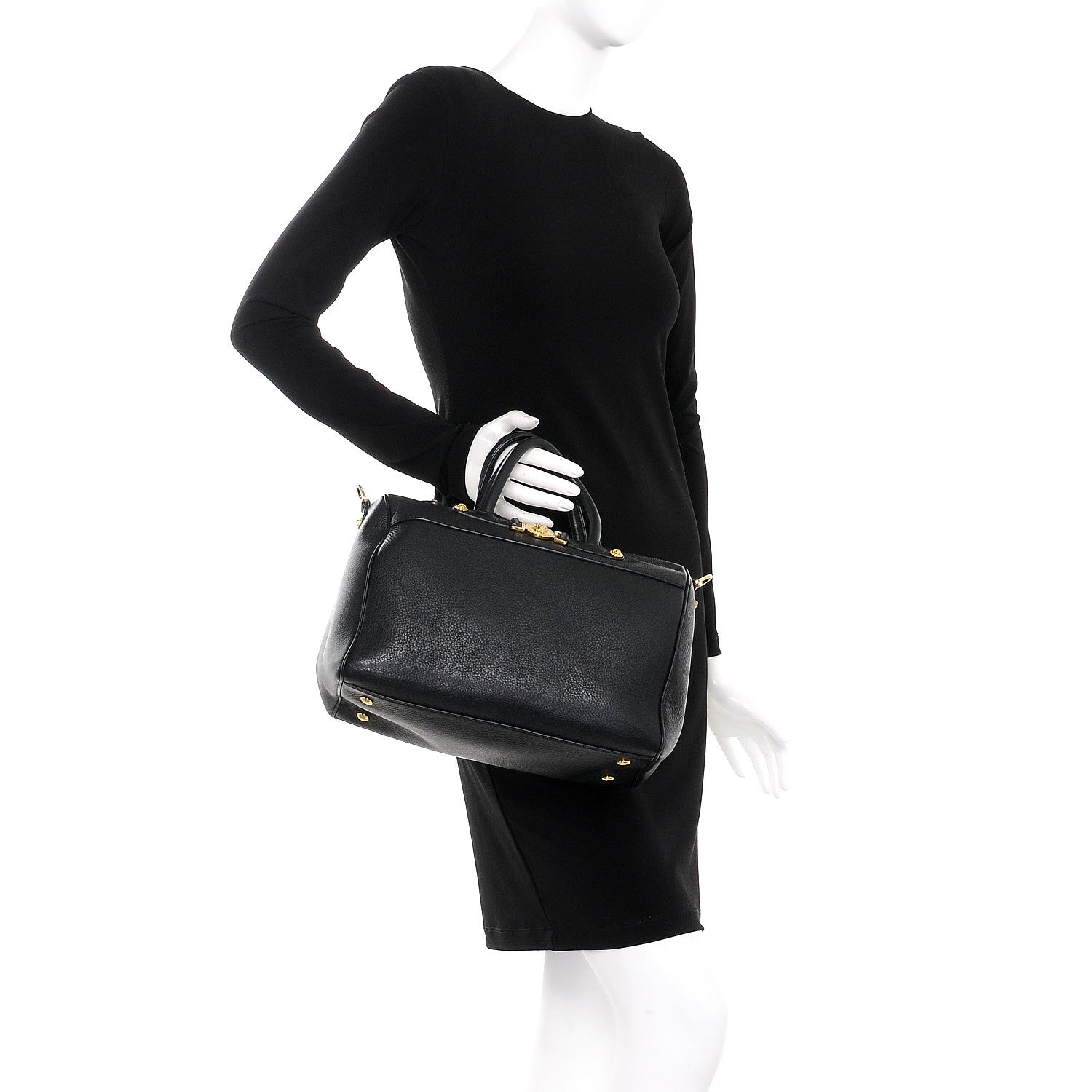 Versace Calfskin Signature Duffle Bag Nero Black 3 of 8