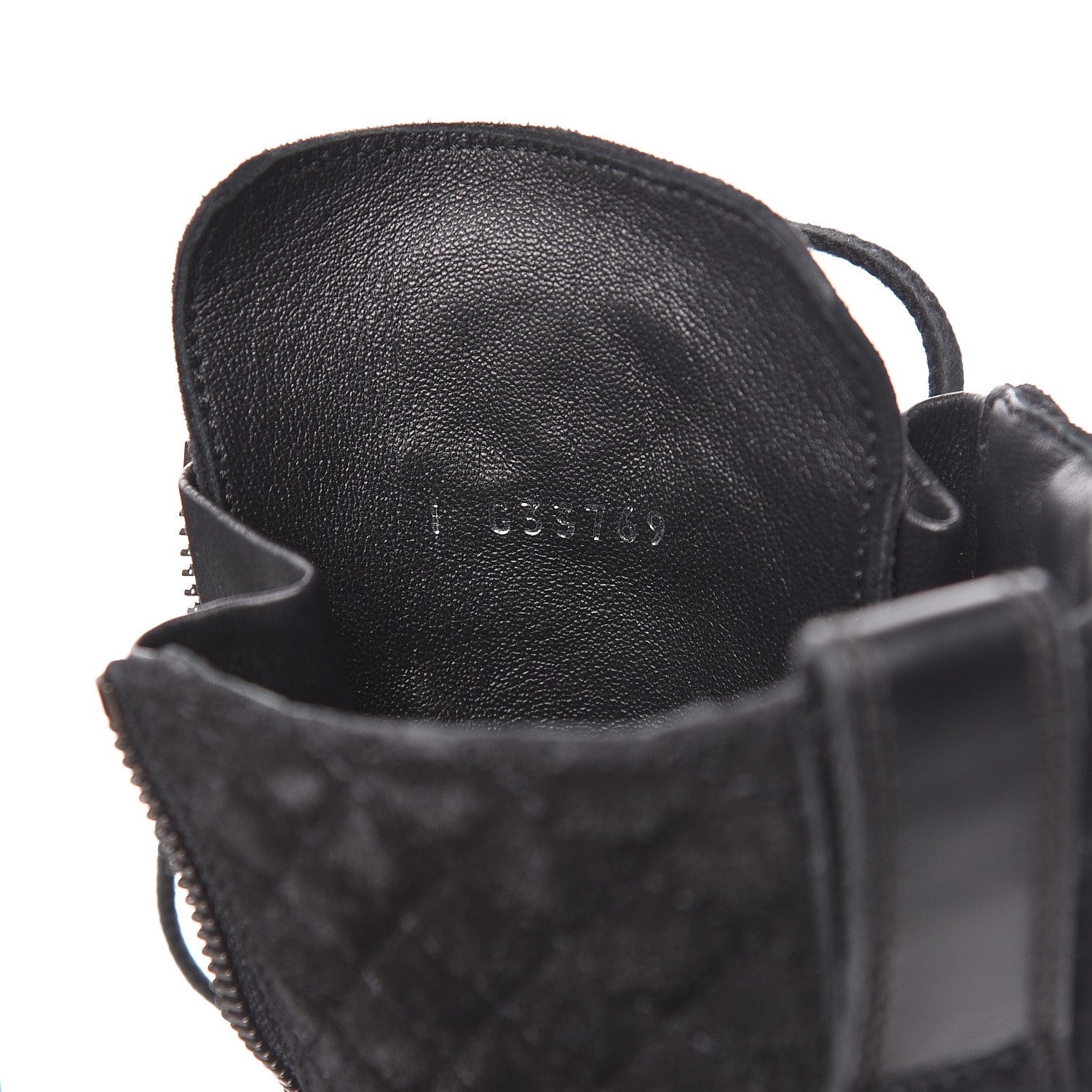 Chanel Suede Quilted CC Lace Up Combat Boots 37 Black 8 of 15