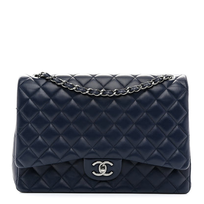 Chanel Lambskin Quilted Maxi Double Flap Dark Blue 1 of 10