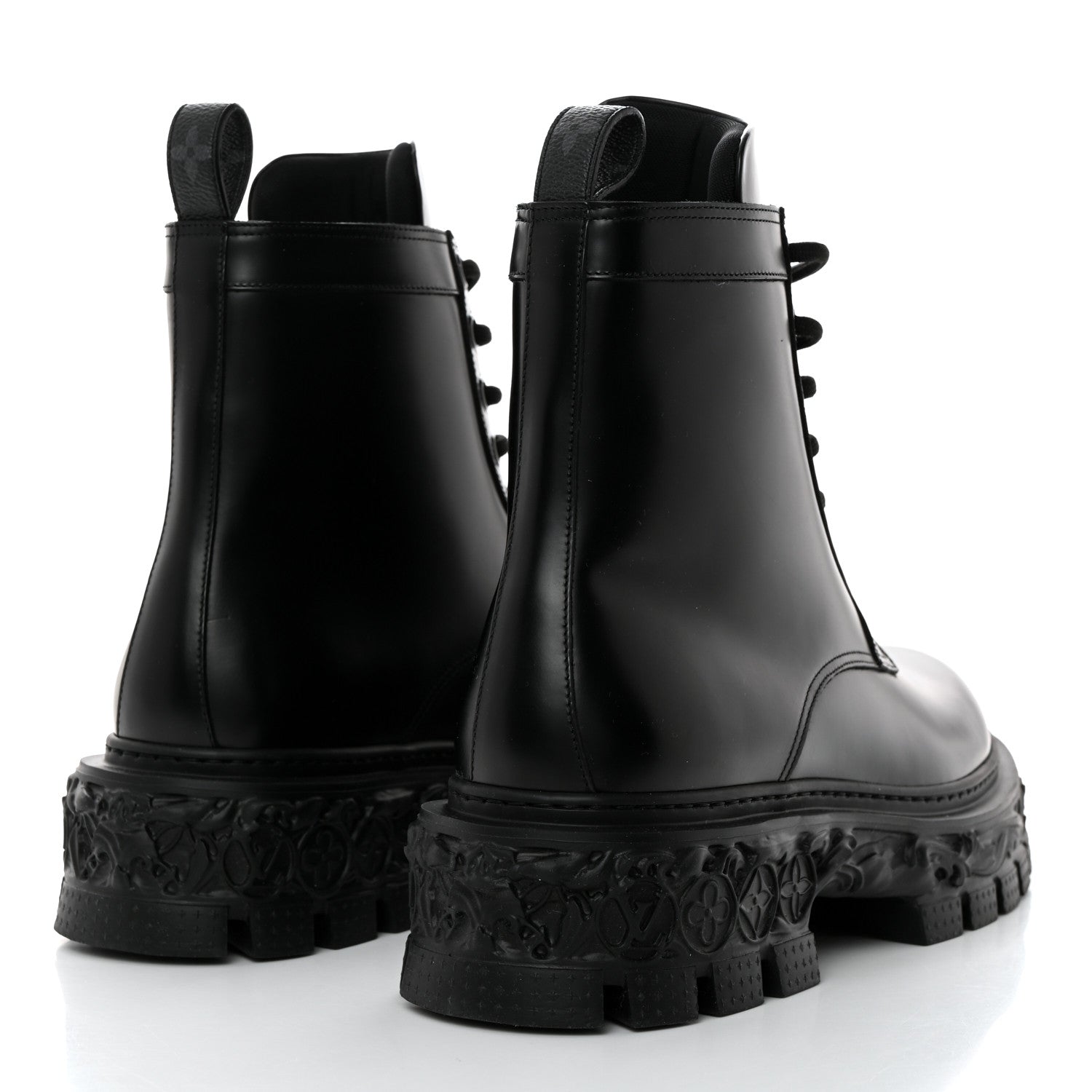 Louis Vuitton Calfskin Baroque Flat Ranger Boots 11 Black 4 of 8