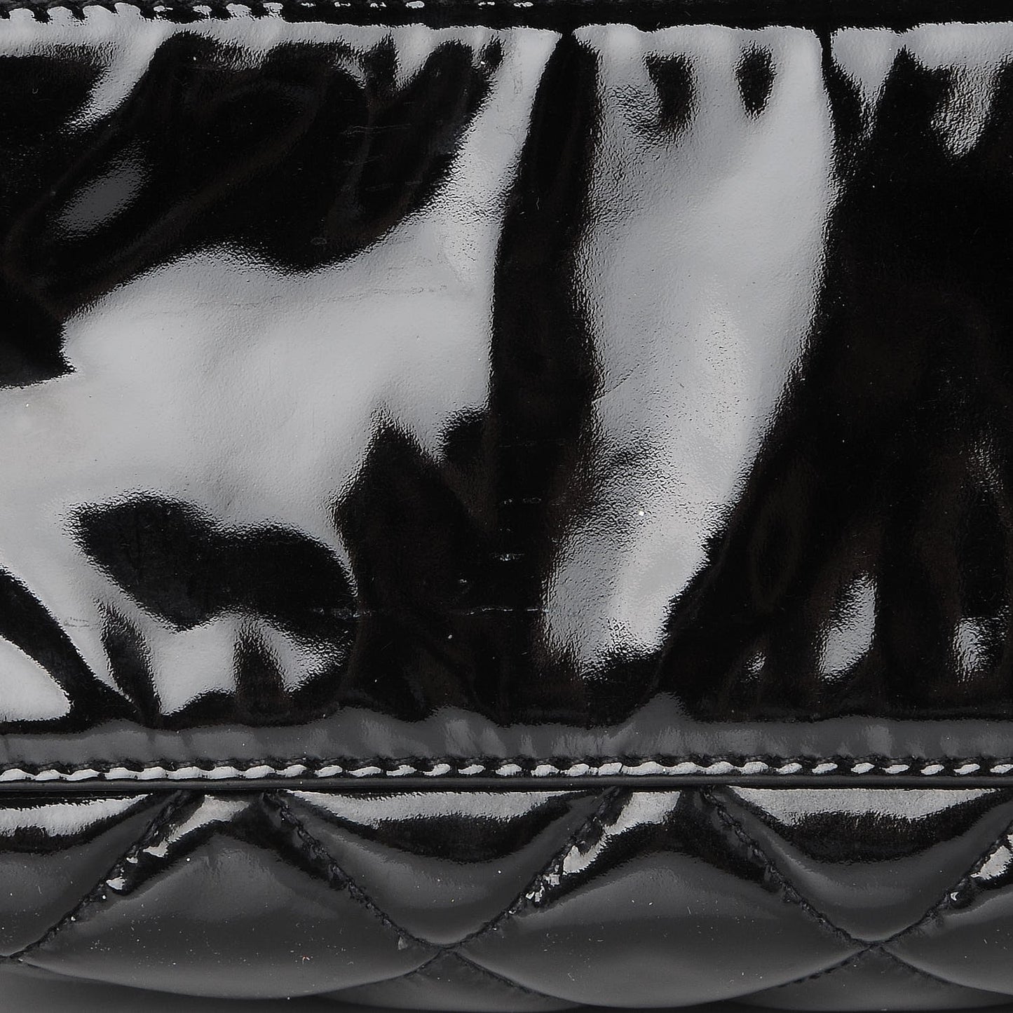 Patent Quilted Shoulder Bag Black
