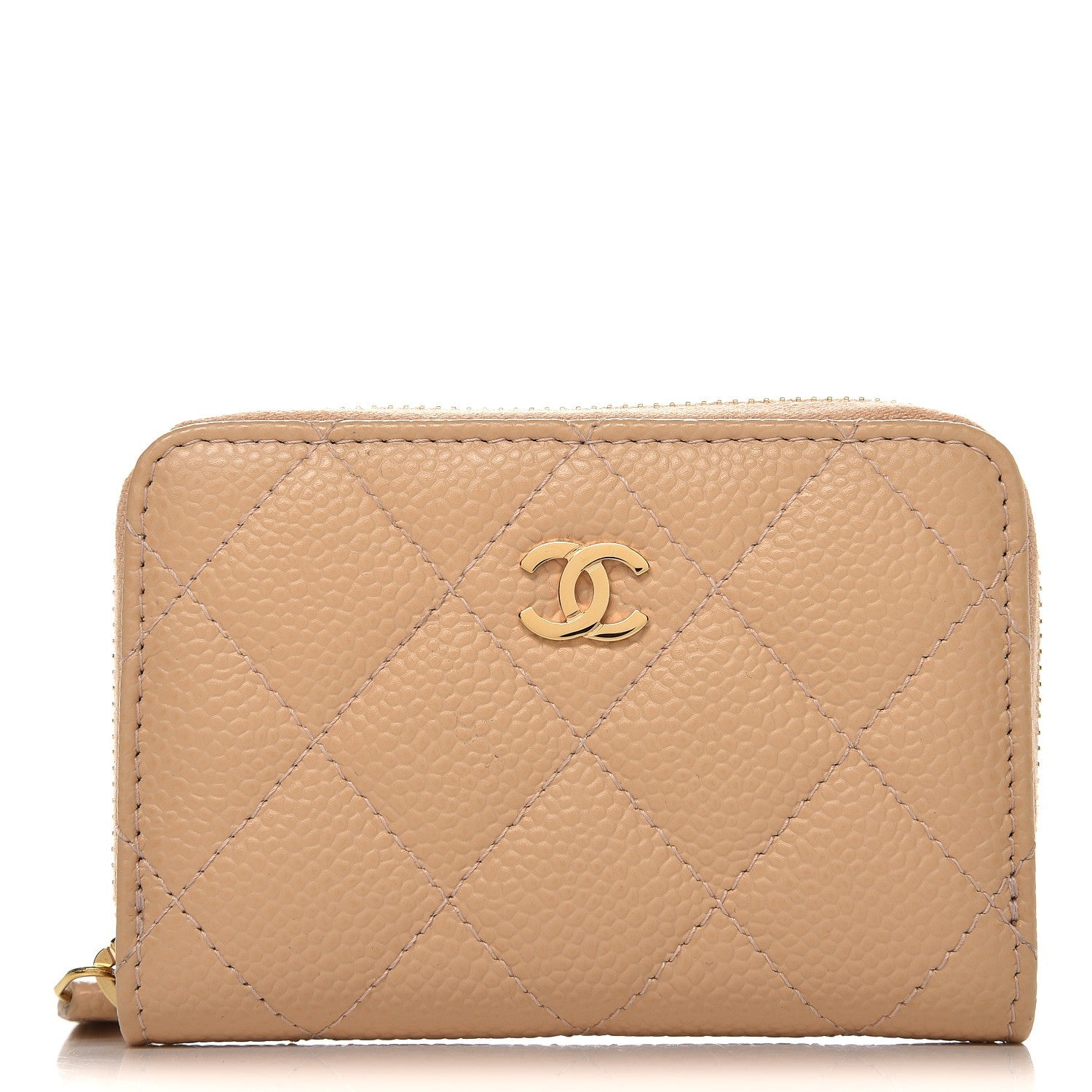 Chanel Caviar Quilted Zip Around Coin Purse Beige Clair 1 of 7