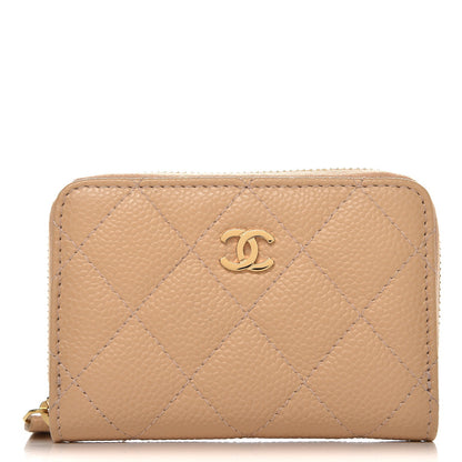 Chanel Caviar Quilted Zip Around Coin Purse Beige Clair 1 of 7