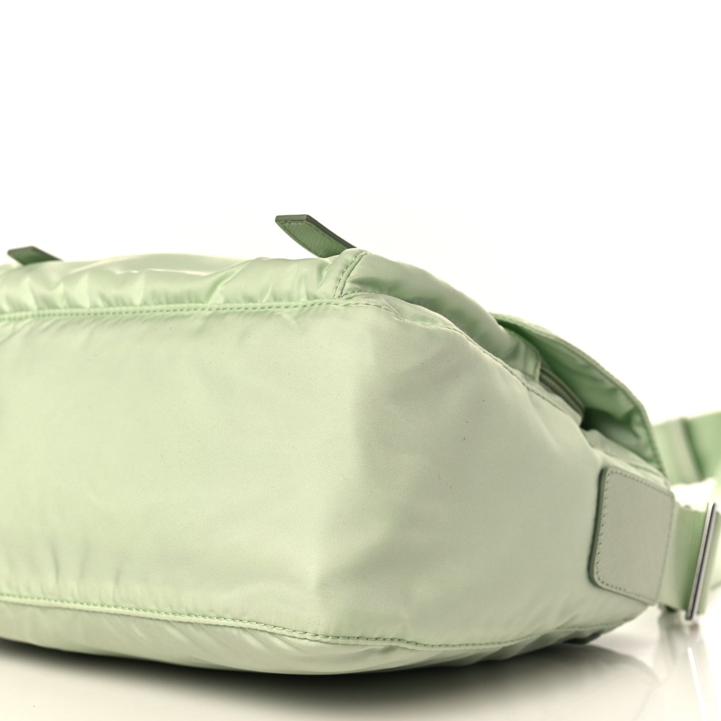 Re-Nylon Vela Saffiano Pocket Double Buckle Messenger Shoulder Bag Acqua